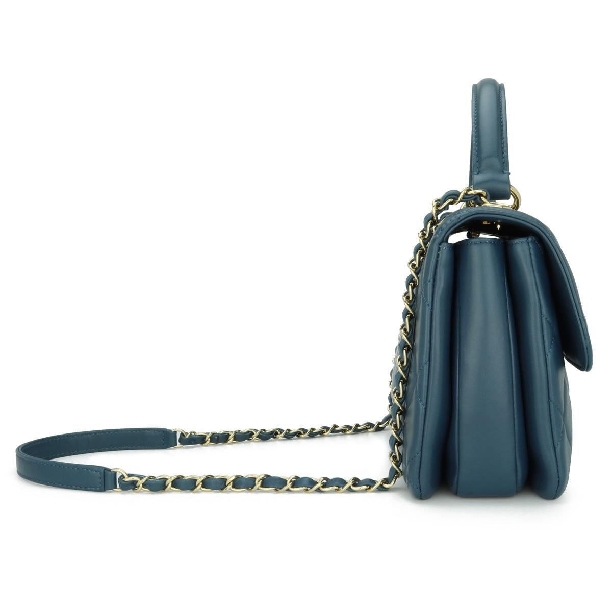 CHANEL Trendy CC Bag Small Blue Lambskin Light Gold Hardware 2017 For Sale 1