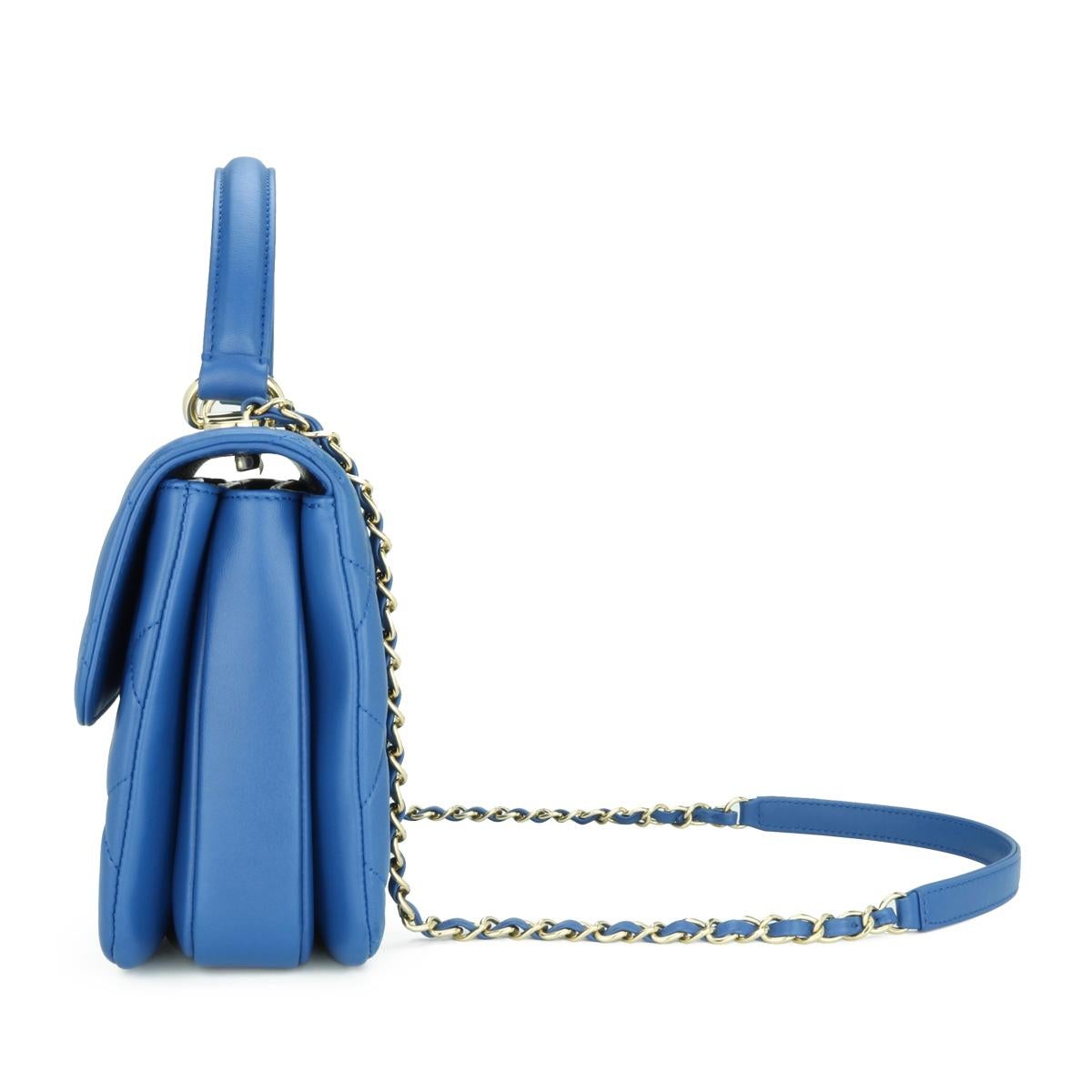 CHANEL Trendy CC Bag Small Blue Lambskin Light Gold Hardware 2019 2