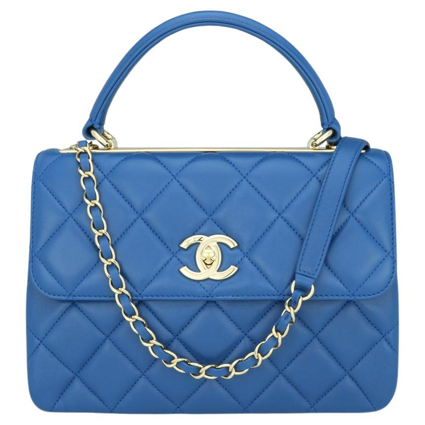 CHANEL Trendy CC Top Handle Bag Medium Blue Lambskin with Gold Hardware  2019 at 1stDibs