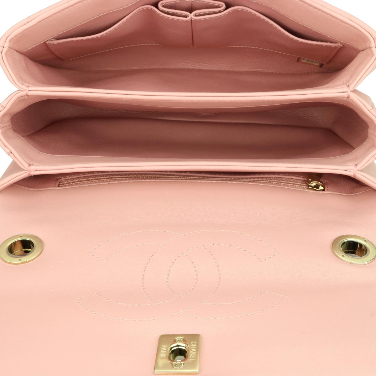 CHANEL Trendy CC Bag Small Chevron Light Pink Lambskin with Light Gold HW 2018 5