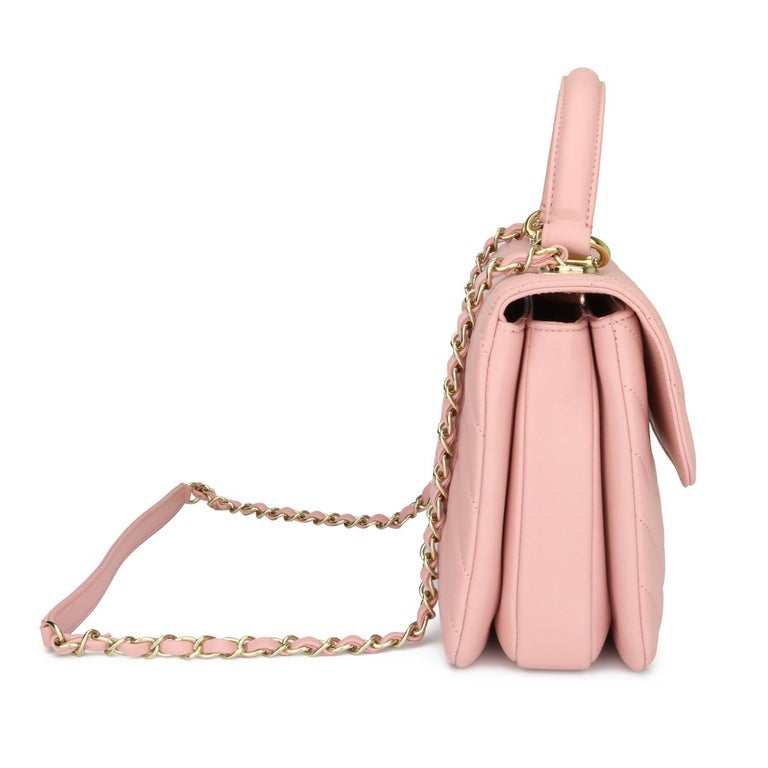 CHANEL Trendy CC Bag Small Chevron Light Pink Lambskin with Light Gold HW  2018