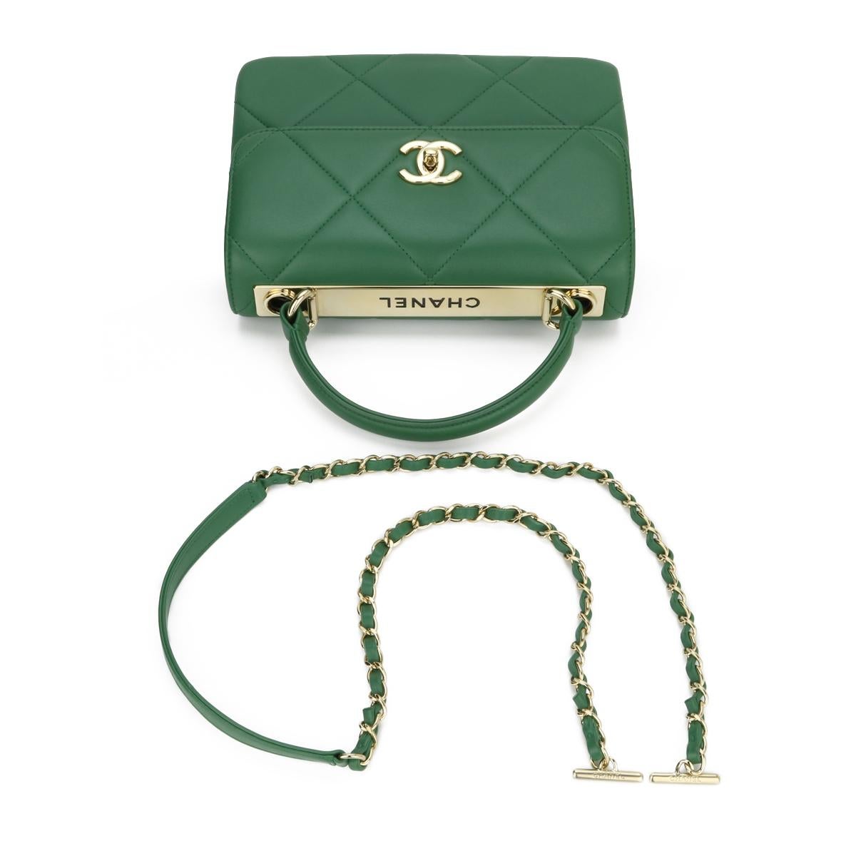 CHANEL Trendy CC Bag Small Large Quilt Green Lambskin Gold Hardware 2019 3