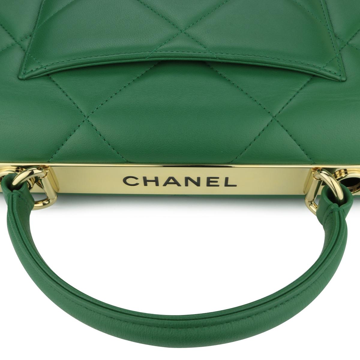 CHANEL Trendy CC Bag Small Large Quilt Green Lambskin Gold Hardware 2019 4