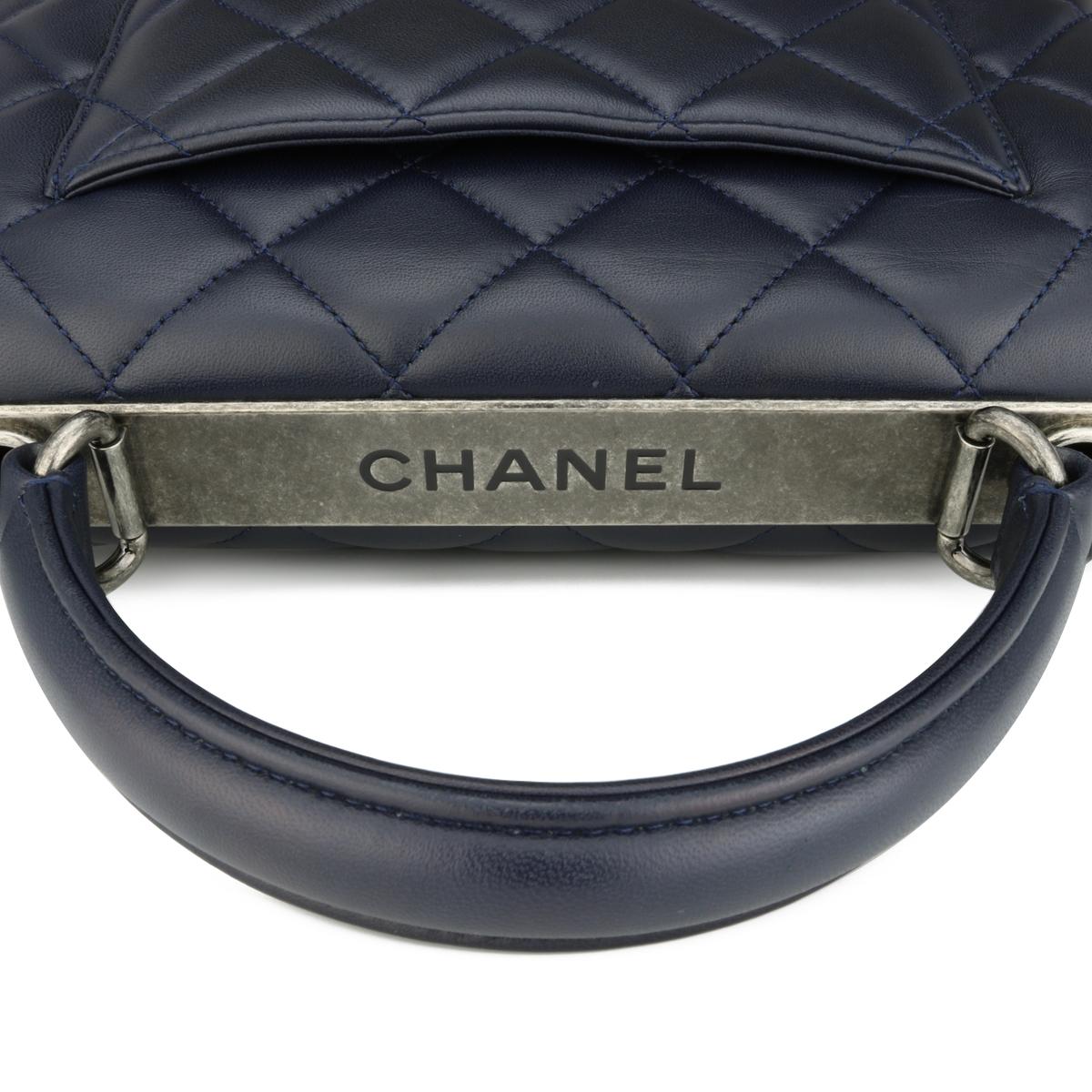 CHANEL Trendy CC Bag Small Navy Blue Lambskin Ruthenium Hardware 2015 For Sale 7