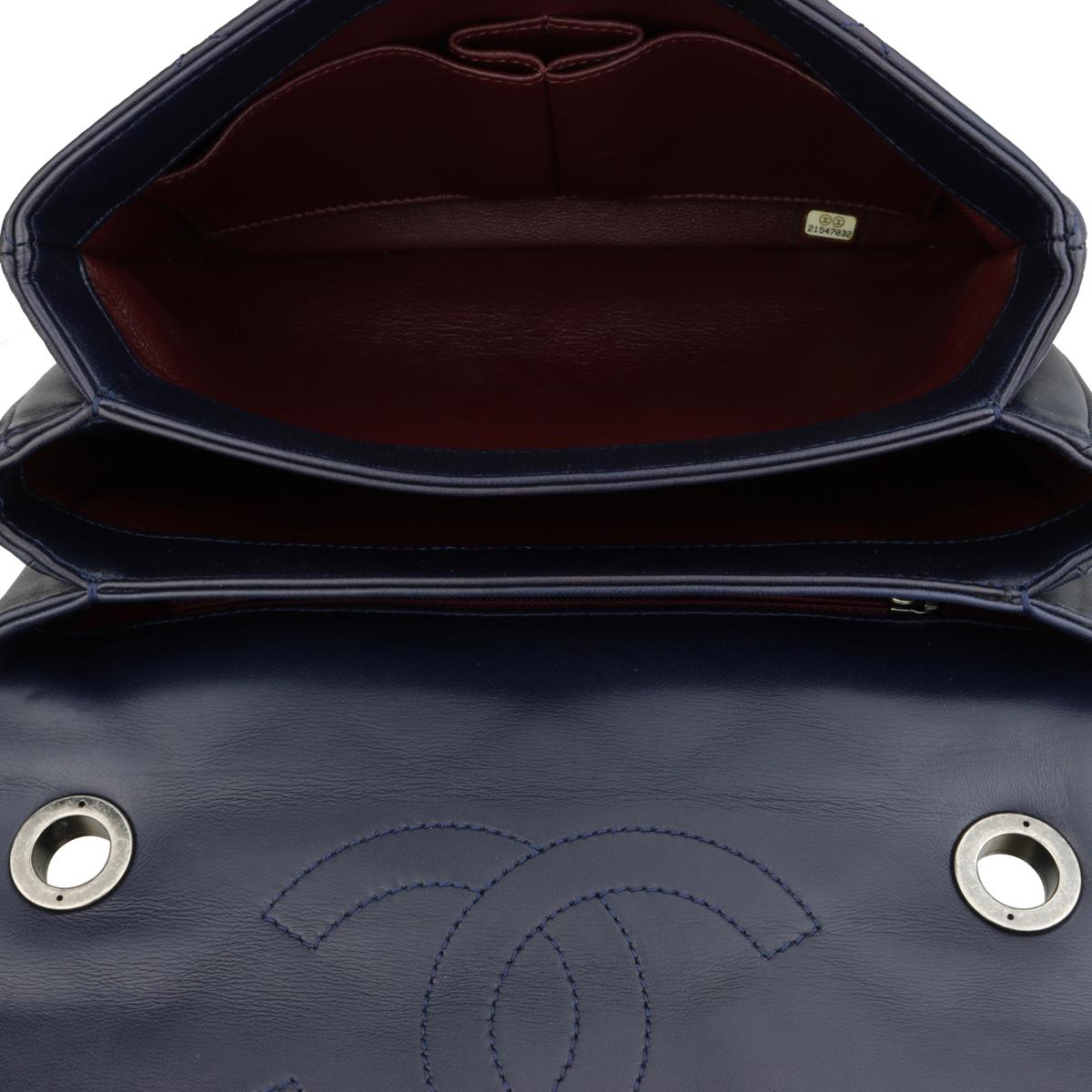 CHANEL Trendy CC Bag Small Navy Blue Lambskin Ruthenium Hardware 2015 For Sale 9