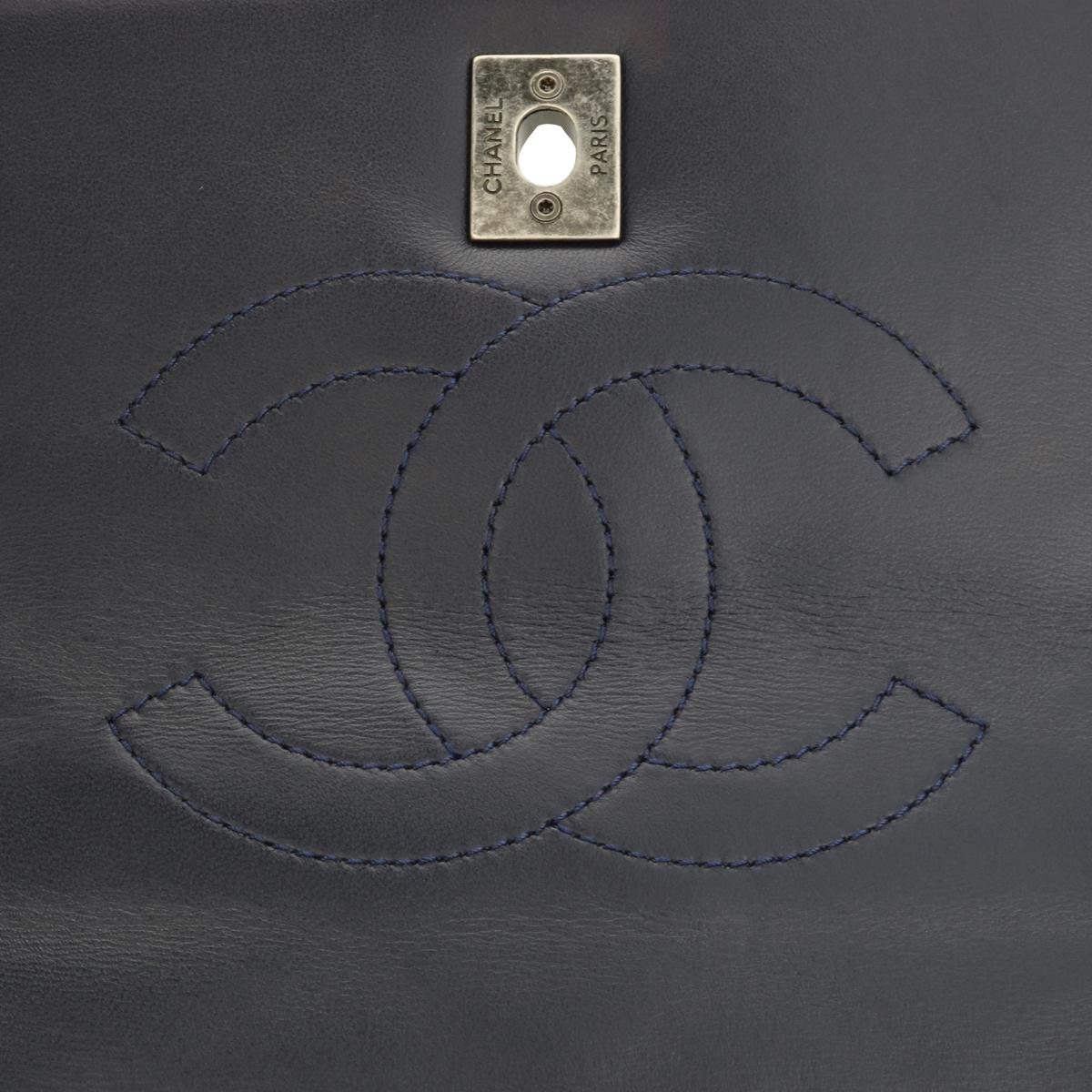 CHANEL Trendy CC Bag Small Navy Blue Lambskin Ruthenium Hardware 2015 For Sale 9