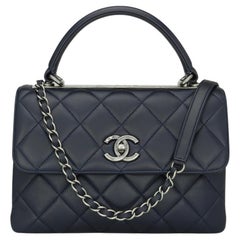 CHANEL Trendy CC Bag Small Navy Blue Lambskin Ruthenium Hardware 2015