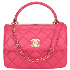 CHANEL Sac CC tendance en cuir d'agneau rose avec des accessoires en or clair 2020