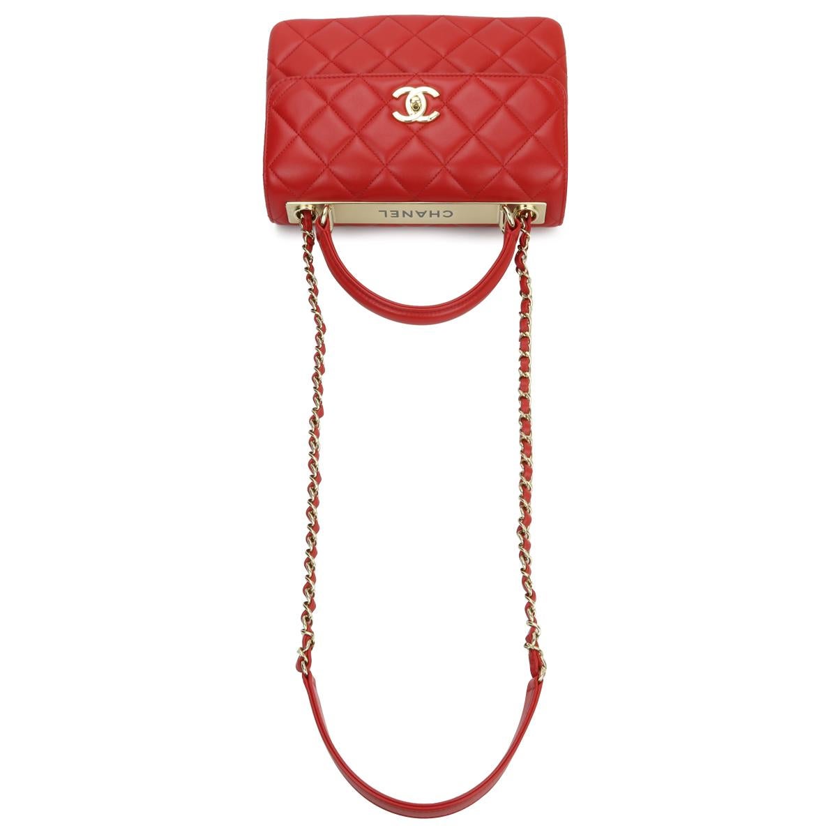 CHANEL Trendy CC Bag Small Red Lambskin with Light Gold Hardware 2020 4
