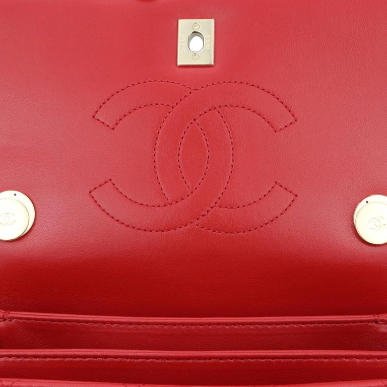 CHANEL Trendy CC Bag Small Red Lambskin with Light Gold Hardware 2020