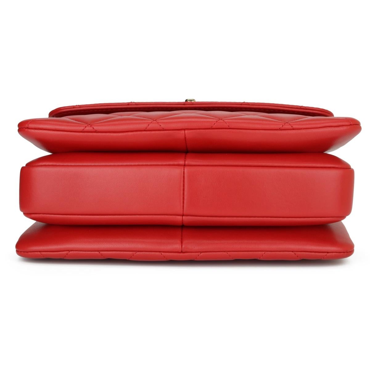 Women's or Men's CHANEL Trendy CC Bag Small Red Lambskin with Light Gold Hardware 2020