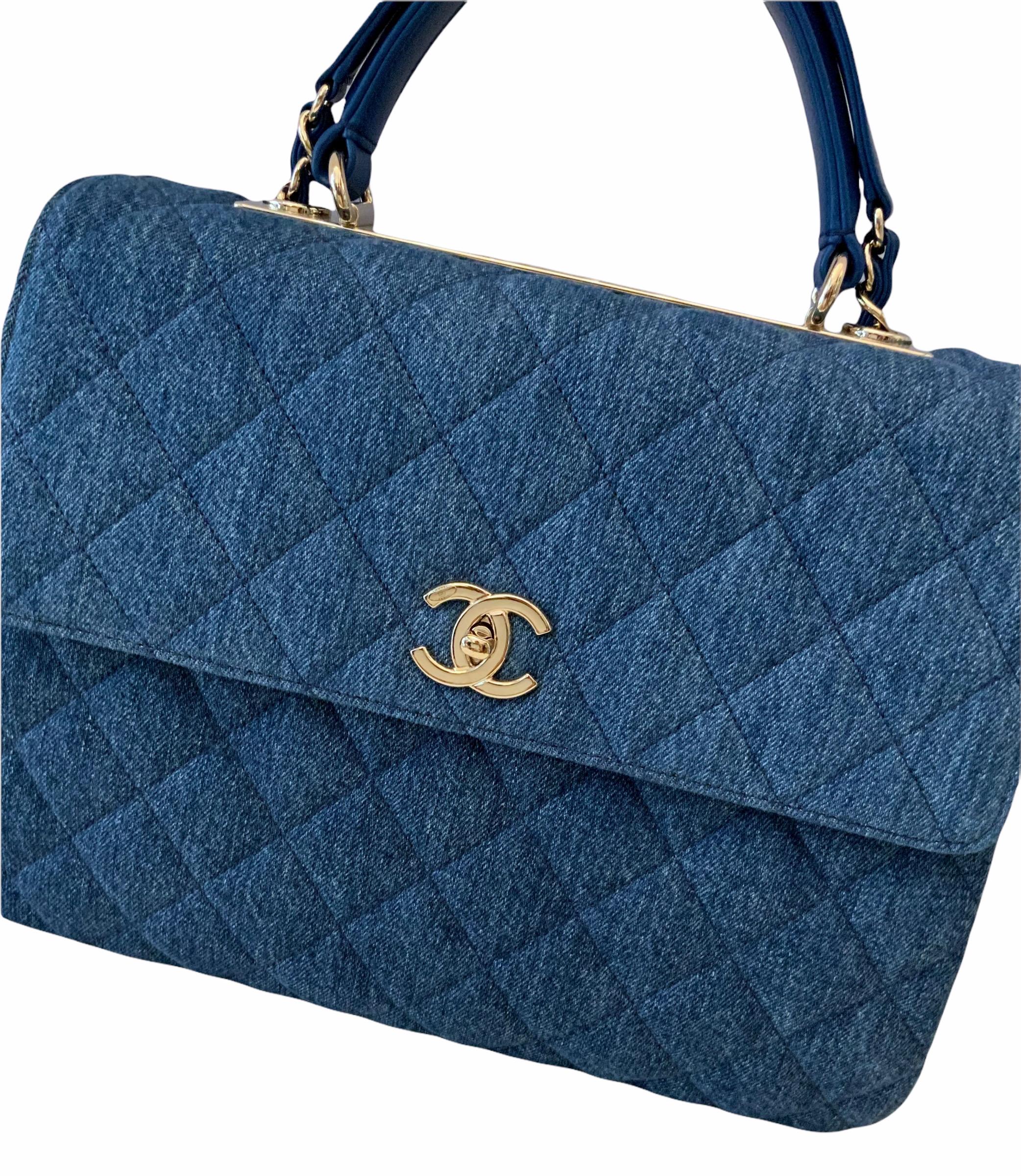 Chanel Trendy CC Blue Denim Top Handle Bag 3