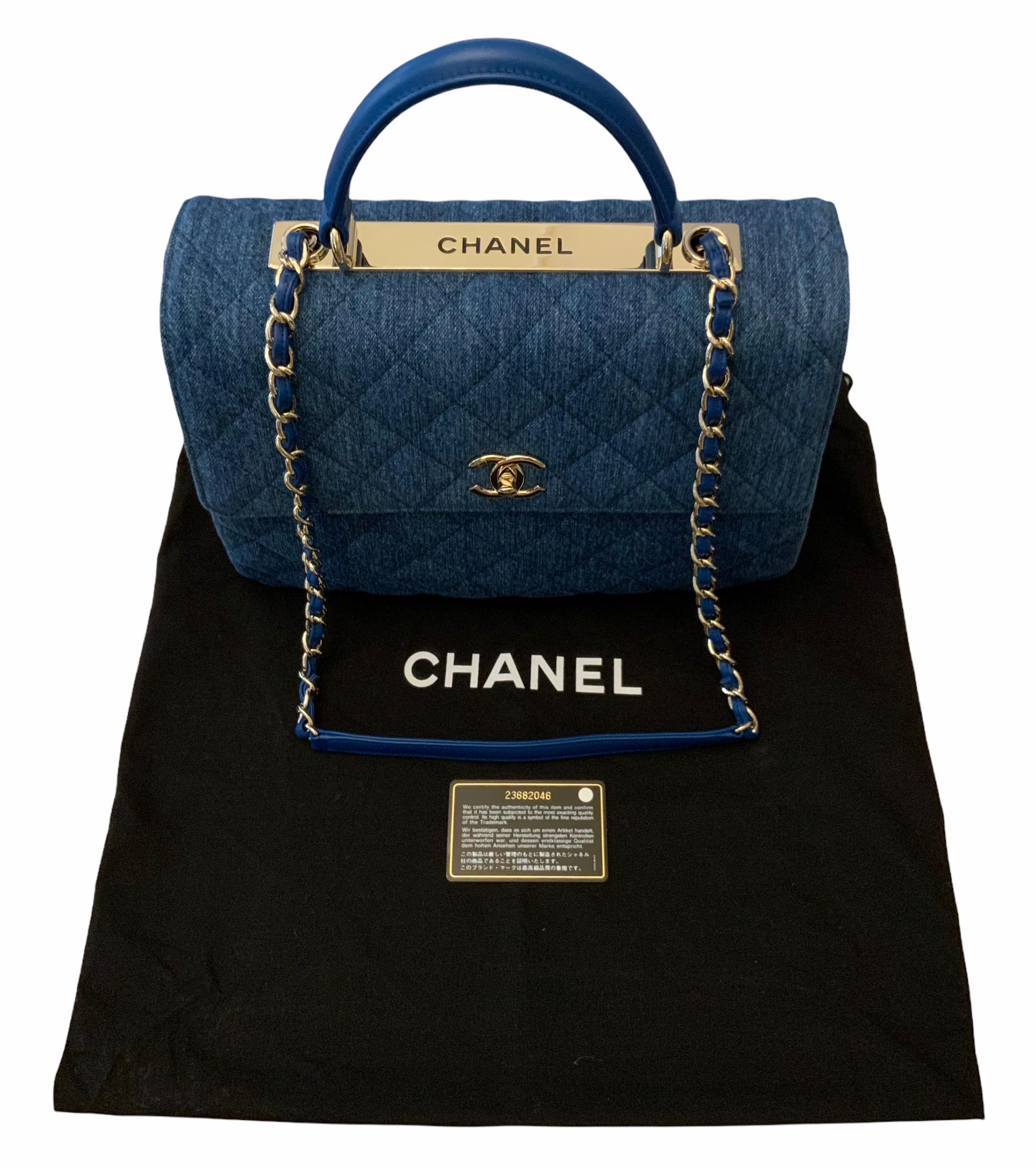 Chanel Trendy CC Blue Denim Top Handle Bag 10
