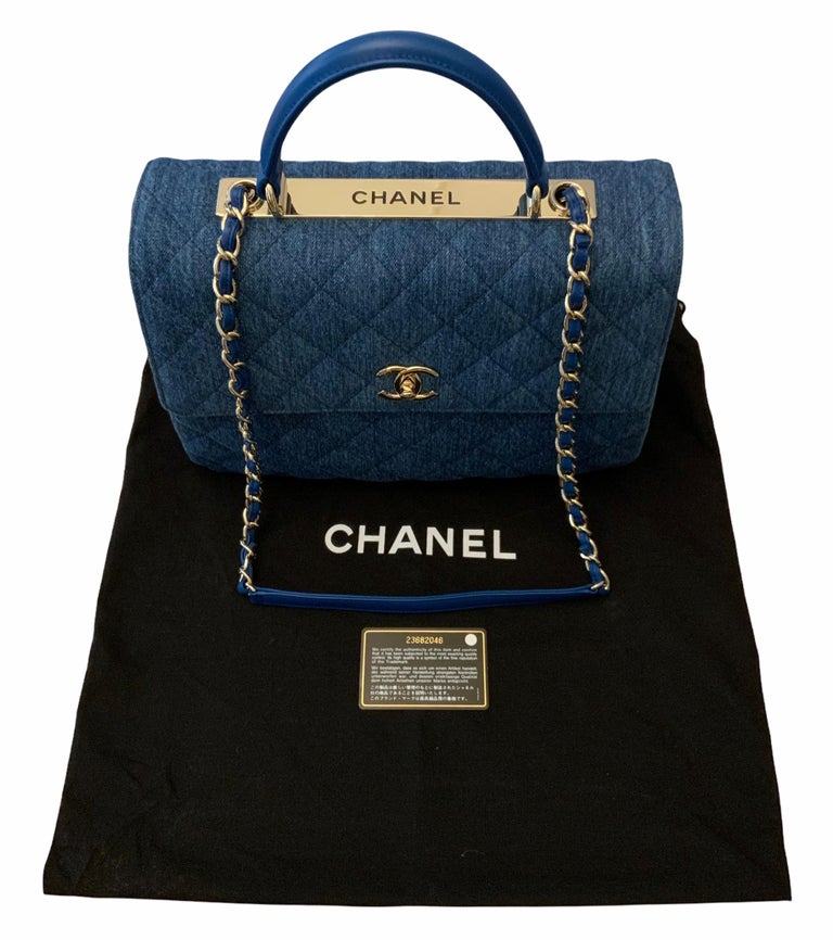 Chanel Trendy CC Blue Denim Top Handle Bag at 1stDibs