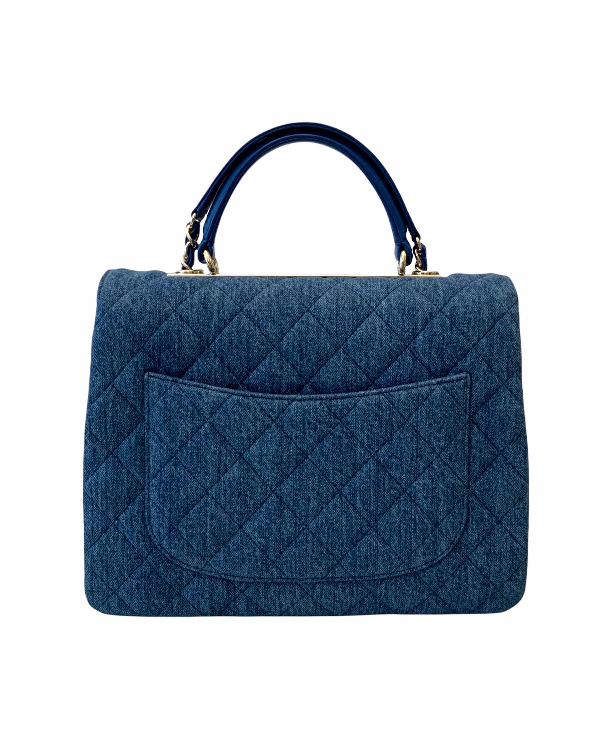 Women's or Men's Chanel Trendy CC Blue Denim Top Handle Bag