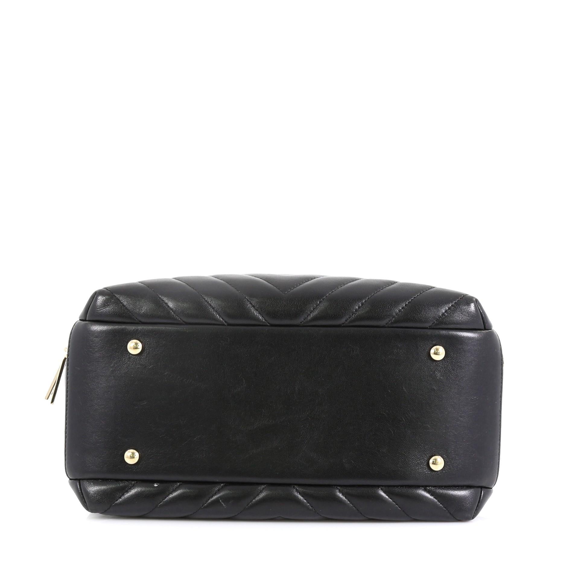 Black Chanel Trendy CC Bowling Bag Chevron Lambskin Medium