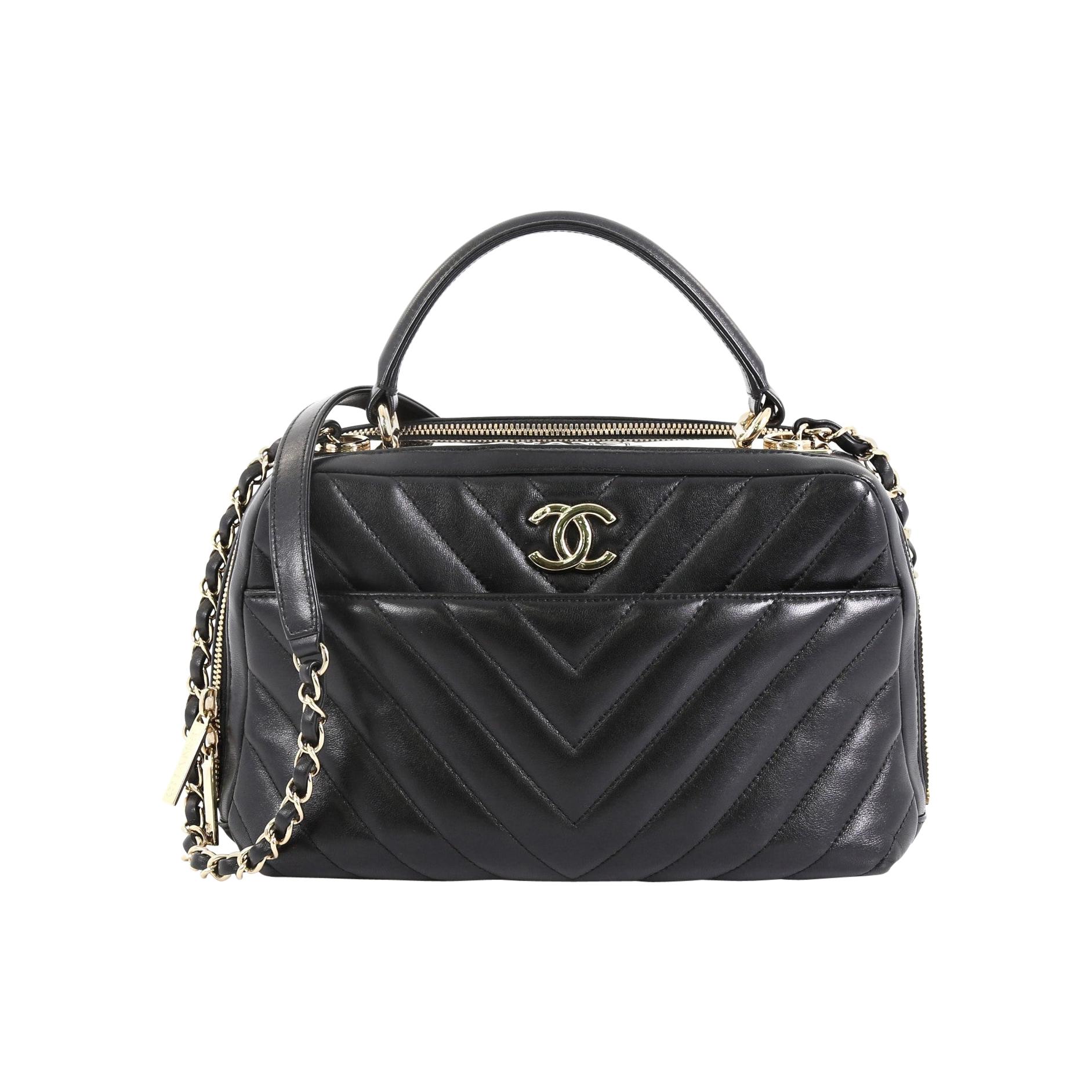 Chanel Trendy CC Bowling Bag Chevron Lambskin Medium