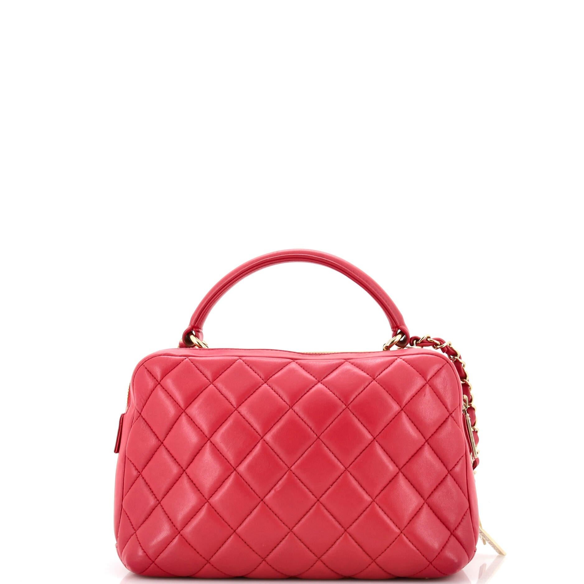 Chanel Trendy CC Bowling Bag Quilted Lambskin Medium In Fair Condition For Sale In NY, NY