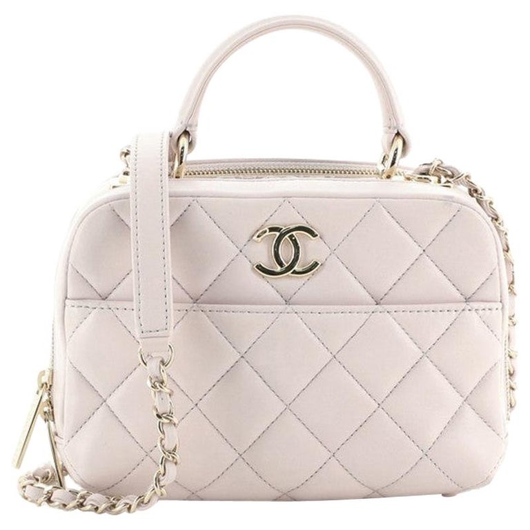 Chanel Pink/Ivory Quilted Calfskin Leather Featherweight Mini Bowling Bag -  Yoogi's Closet