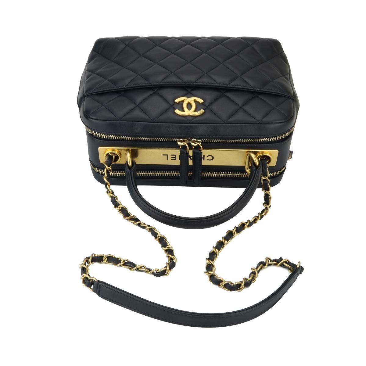 CHANEL Trendy CC Bowling Small Navy Lambskin with Gold Hardware 2016 5