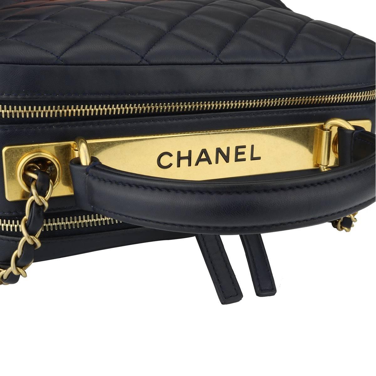 CHANEL Trendy CC Bowling Small Navy Lambskin with Gold Hardware 2016 6