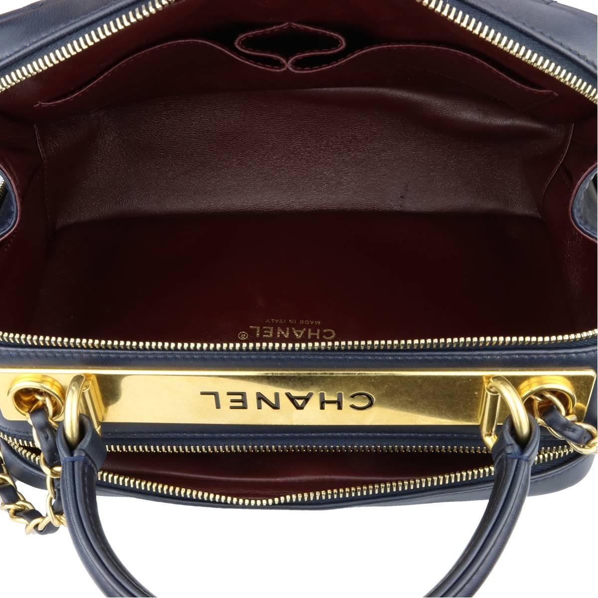 CHANEL Trendy CC Bowling Small Navy Lambskin with Gold Hardware 2016 7