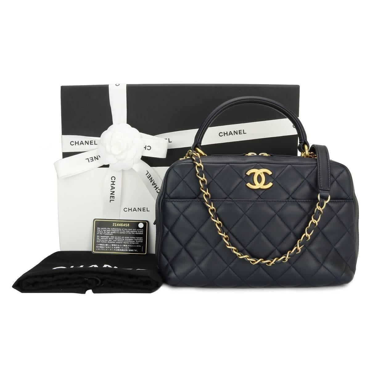CHANEL Trendy CC Bowling Small Navy Lambskin with Gold Hardware 2016 11