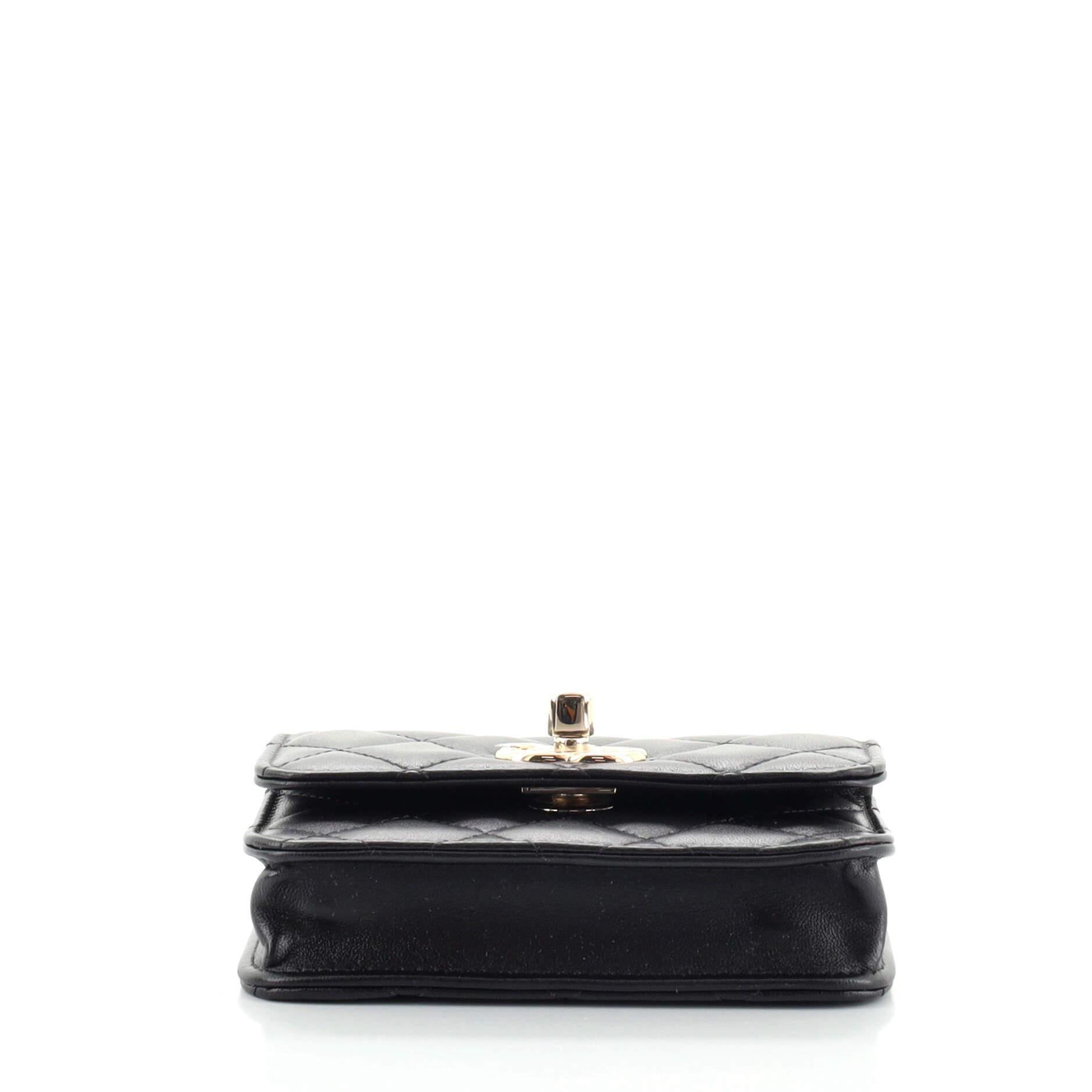Black Chanel Trendy CC Card Holder on Chain Quilted Lambskin