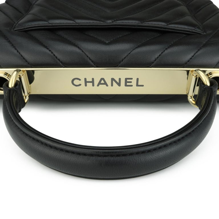 Chanel light gold chevron hot sale