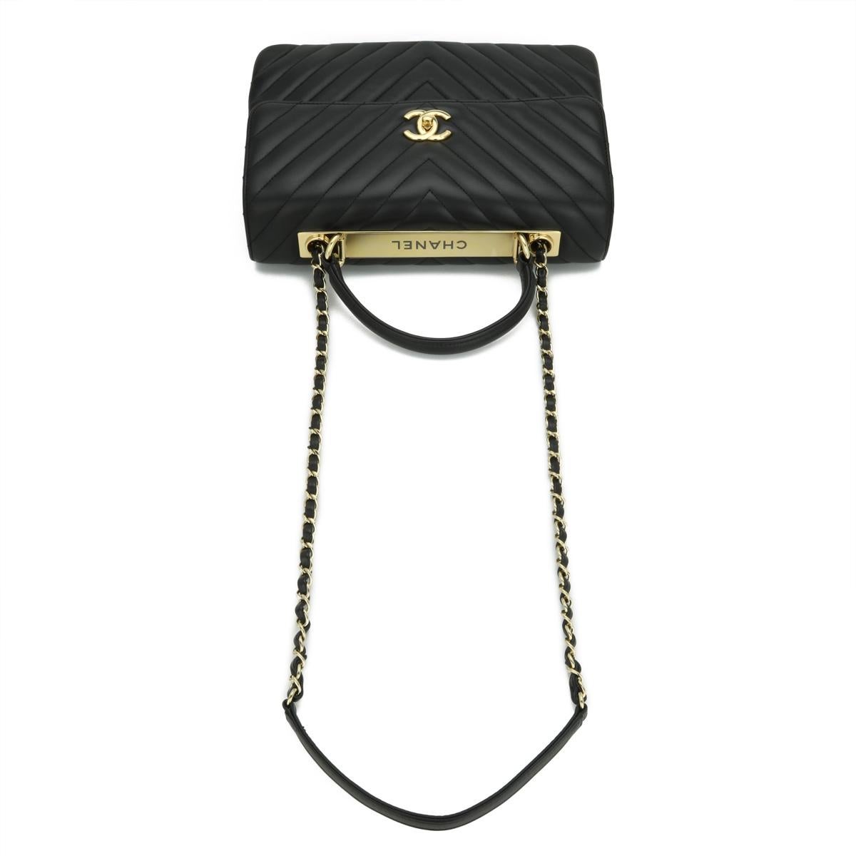 CHANEL Trendy CC Chevron Top Handle Bag Medium Black Lambskin Gold Hardware 2018 6