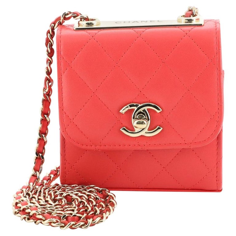 CHANEL LAMBSKIN QUILTED MINI TRENDY CC CHAIN WALLET BLACK