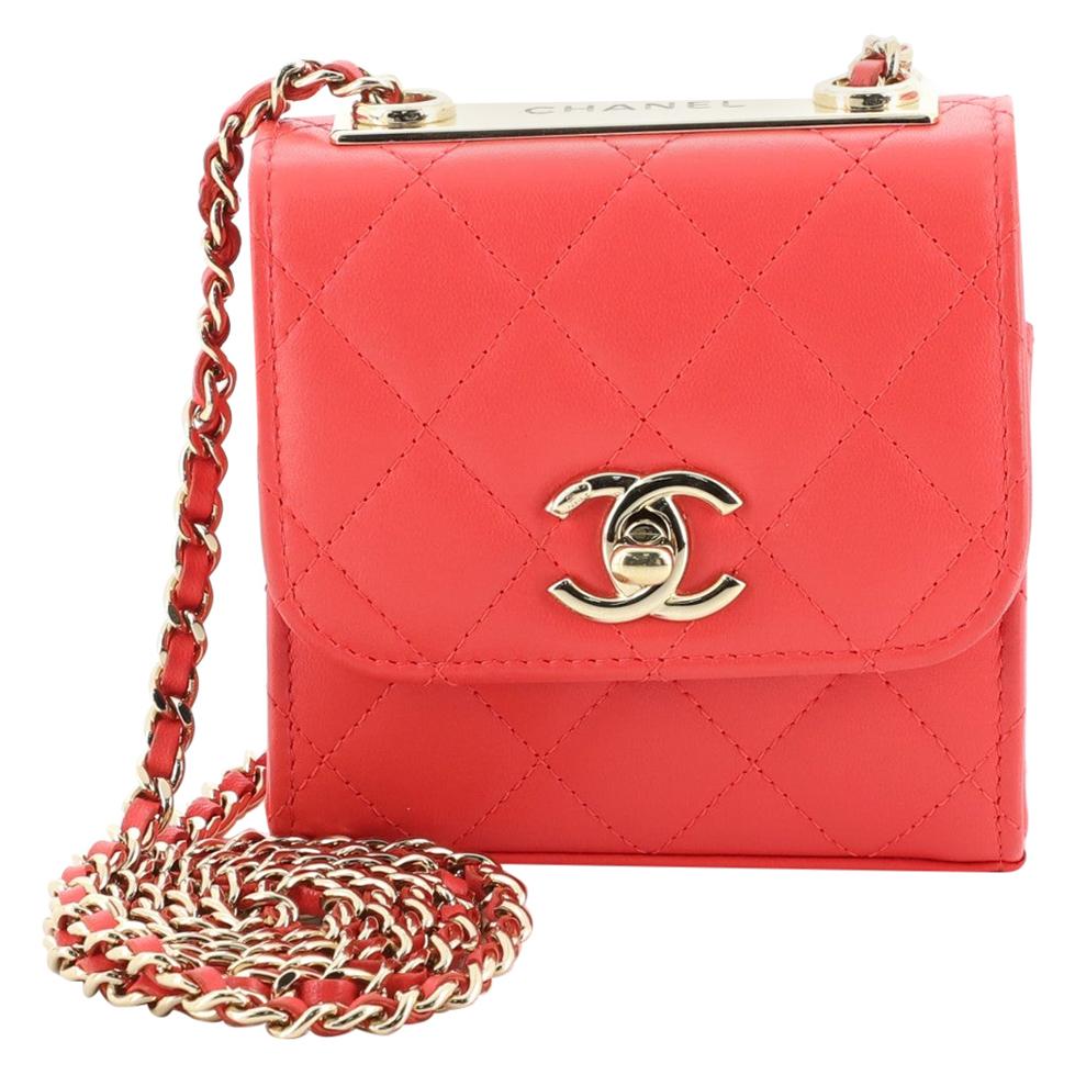 CHANEL Lambskin Quilted Mini Trendy CC Chain Wallet Pink 1313709