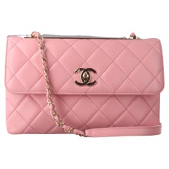 Chanel Trendy CC Flap Bag Pink Cannage Lambskin Leather Gold Shoulder Chain