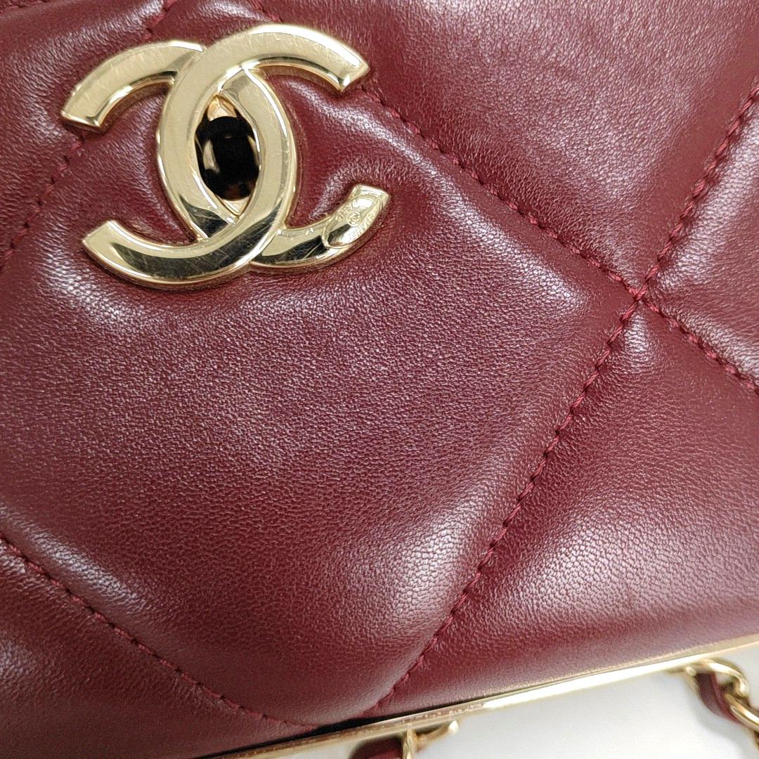 Chanel Trendy CC Flap Crossbody Bag Medium Lammfell Leder Burgund, 2019 6