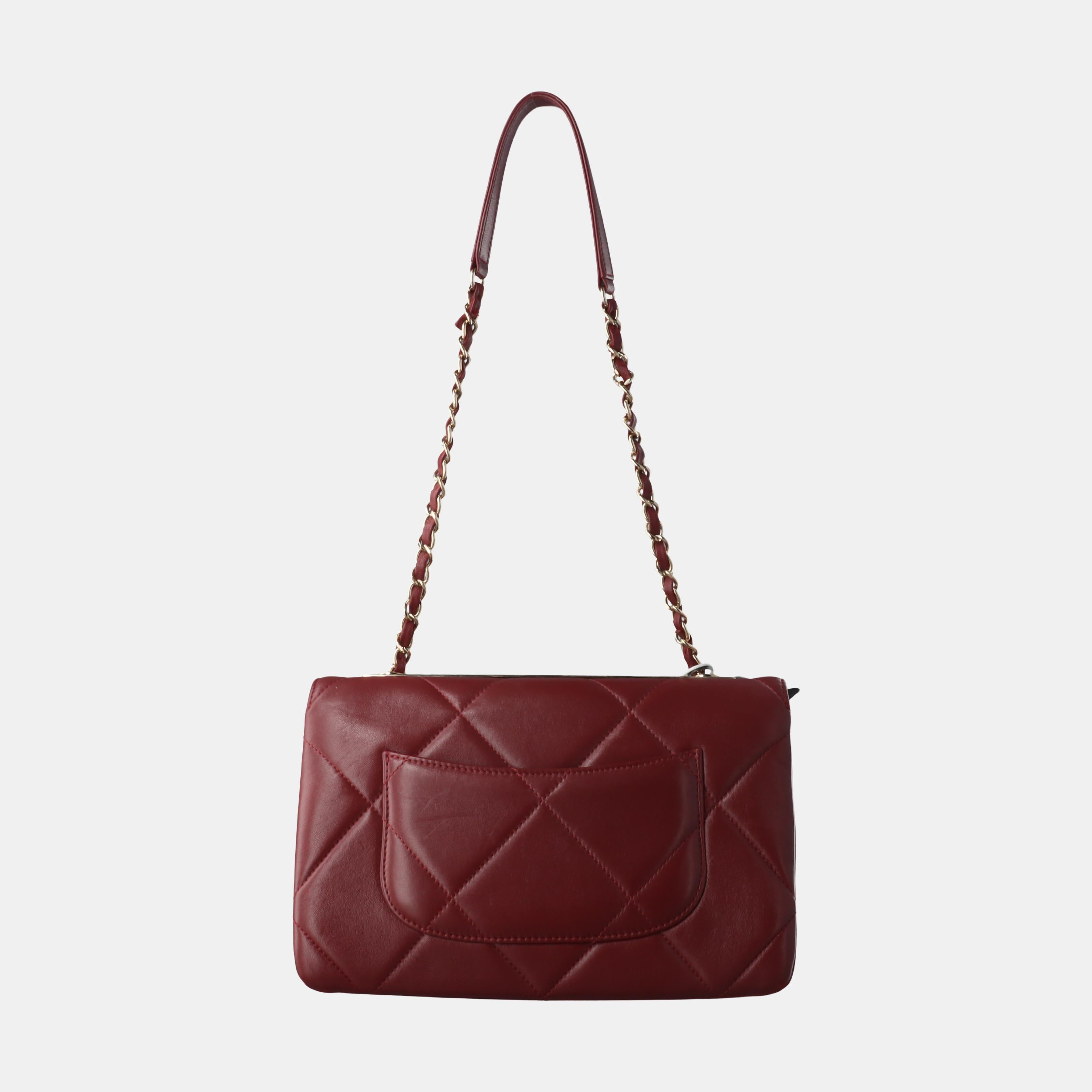 Chanel Trendy CC Flap Crossbody Bag Medium Lammfell Leder Burgund, 2019 Damen