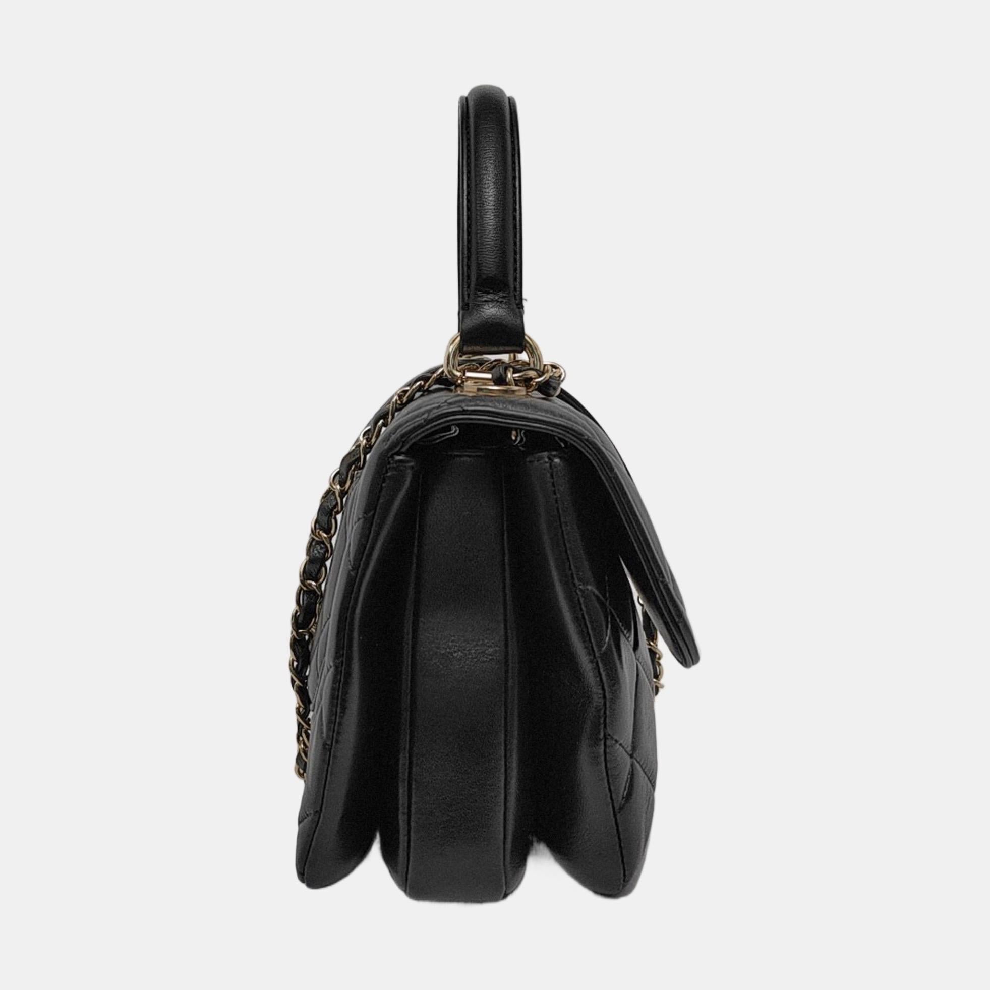 Women's Chanel Trendy CC Small Black Lambskin Leather Gold Hardware