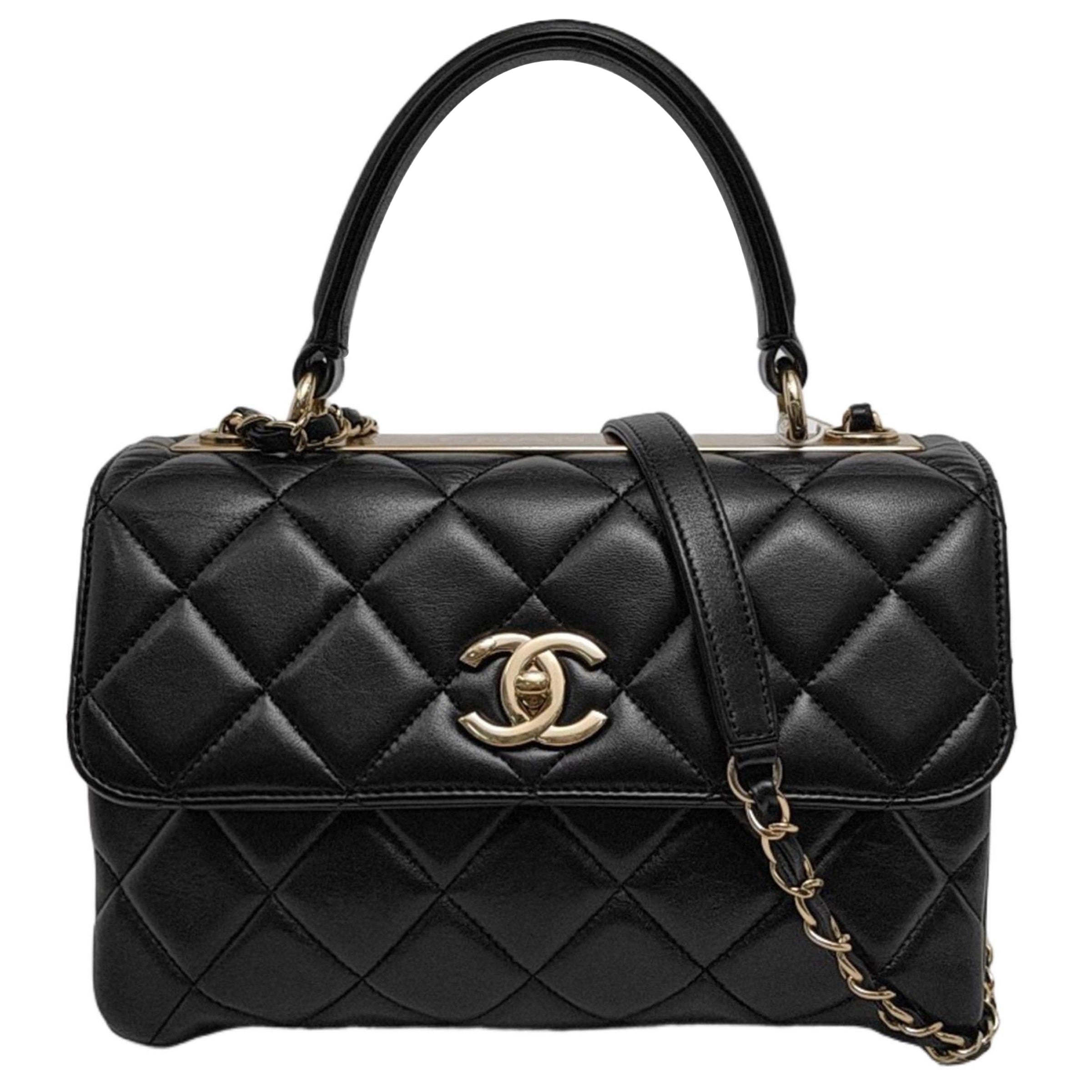 Chanel Trendy CC Small Black Lambskin Leather Gold Hardware
