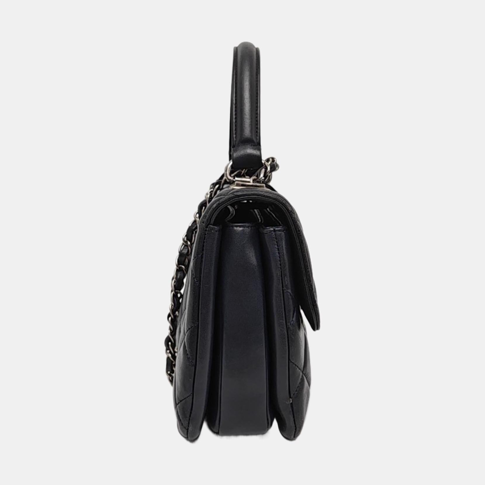 Chanel Trendy CC Small Navy Lambskin Leather Silver Hardware en vente 12