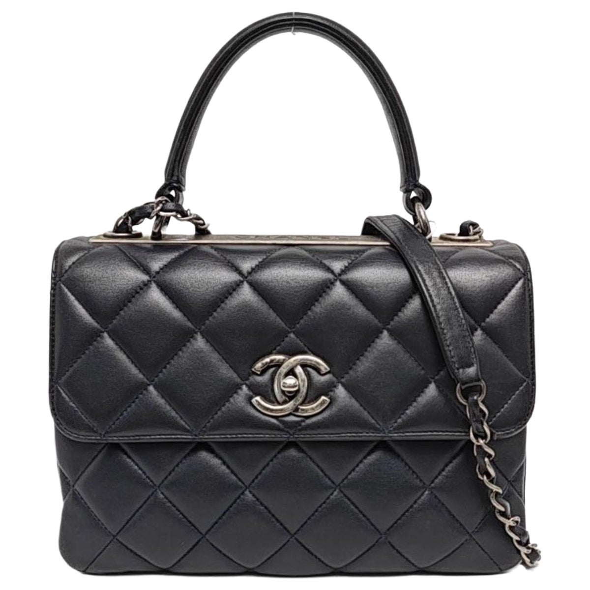 Chanel Trendy CC Small Navy Lambskin Leather Silver Hardware