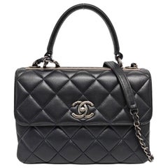 Chanel Trendy CC Small Navy Lambskin Leather Silver Hardware