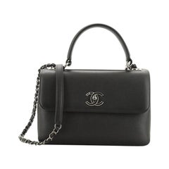 Chanel trendy CC top handle flap bag Black Leather ref.730187 - Joli Closet