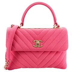 Chanel Trendy CC Top Handle Bag Chevron Jersey Small