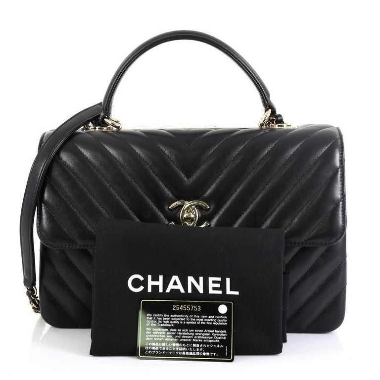 Chanel Black Trendy CC Chevron Top Handle Flap Bag 