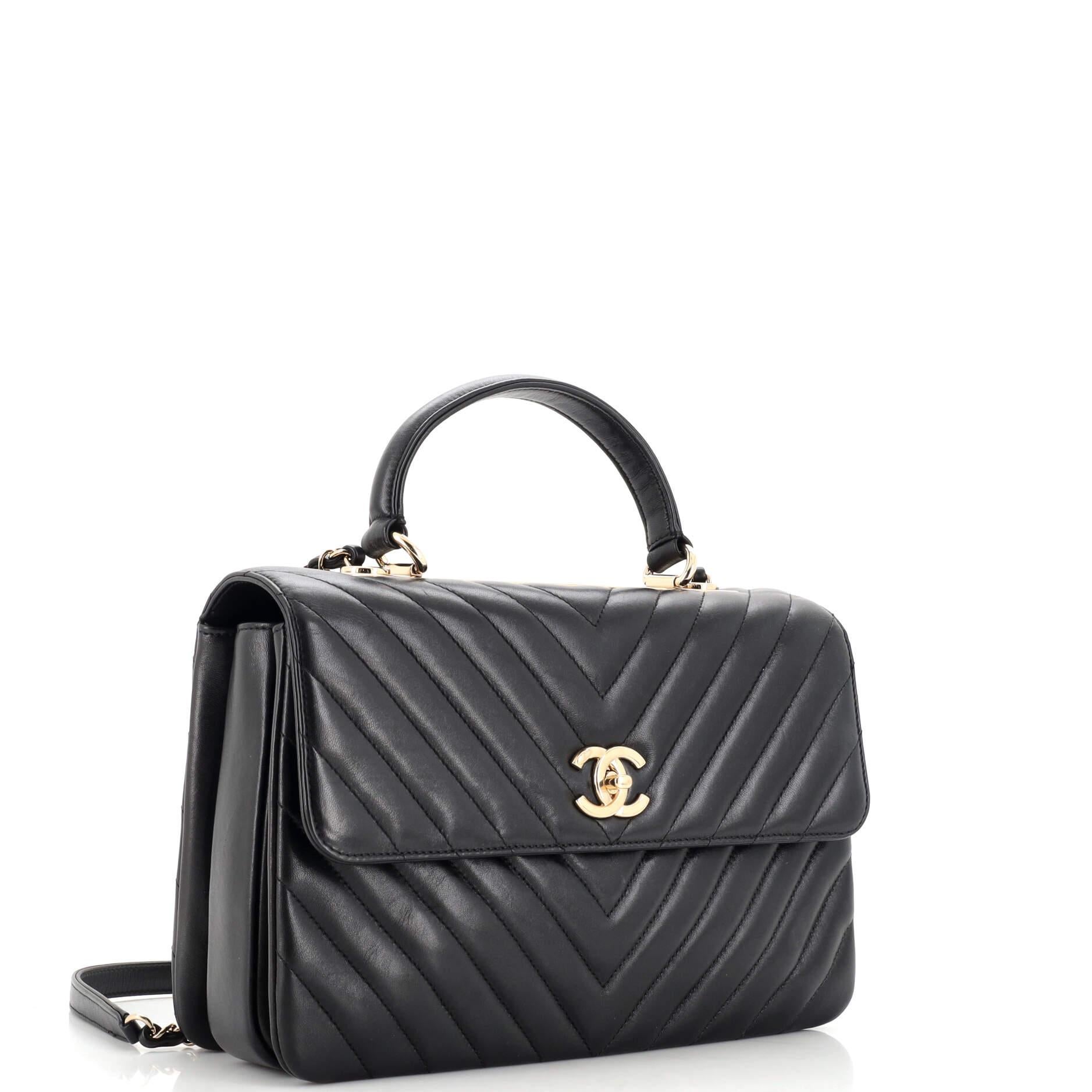 Chanel Trendy CC Top Handle Bag Chevron Lambskin Medium In Good Condition In NY, NY