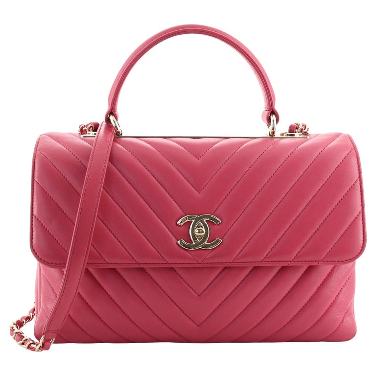 Chanel Trendy CC Top Handle Bag Chevron Lambskin Medium