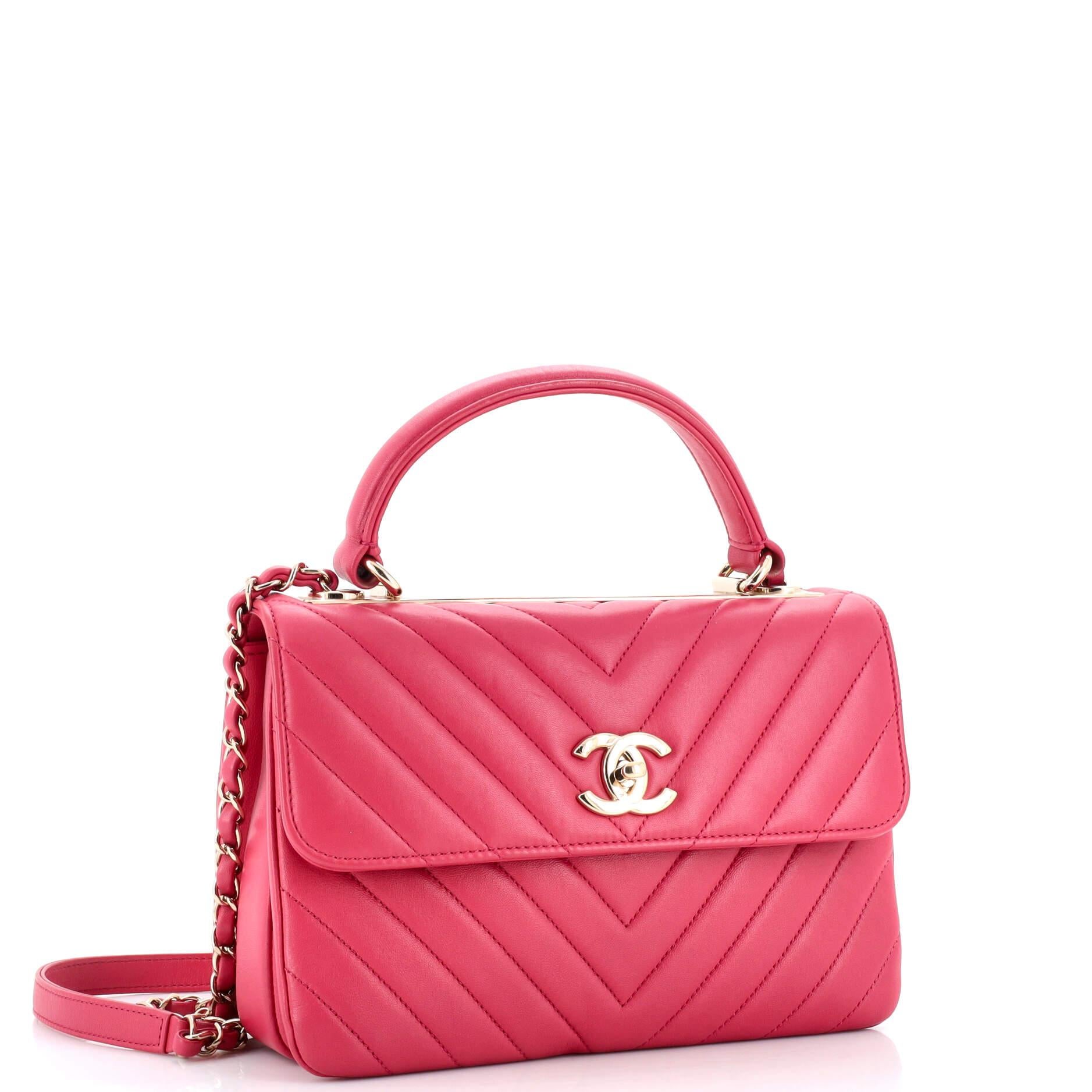 Chanel Trendy CC Top Handle Bag Chevron Lambskin Small In Good Condition For Sale In NY, NY