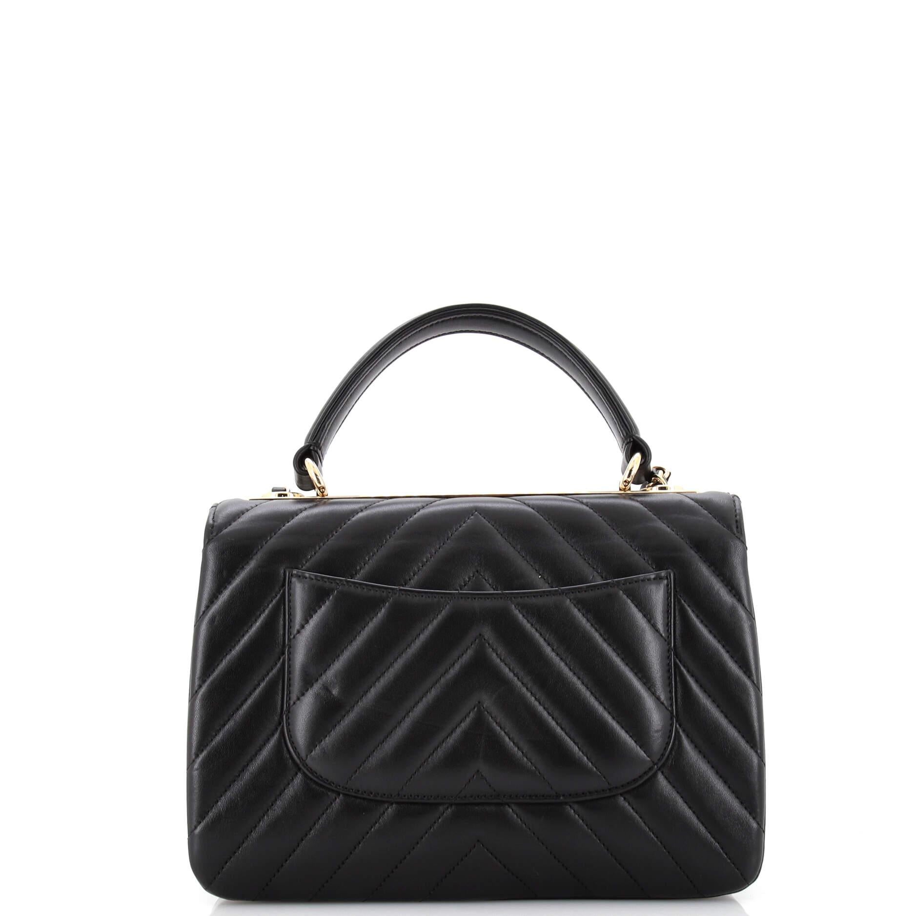 Women's Chanel Trendy CC Top Handle Bag Chevron Lambskin Small