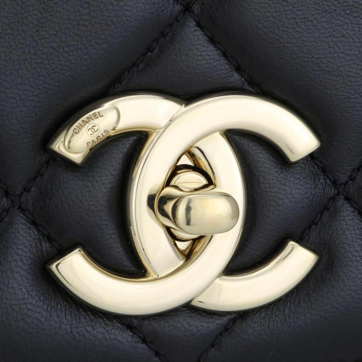  CHANEL Trendy CC Top Handle Bag Medium Black Lambskin Light Gold Hardware 2017 Unisexe 