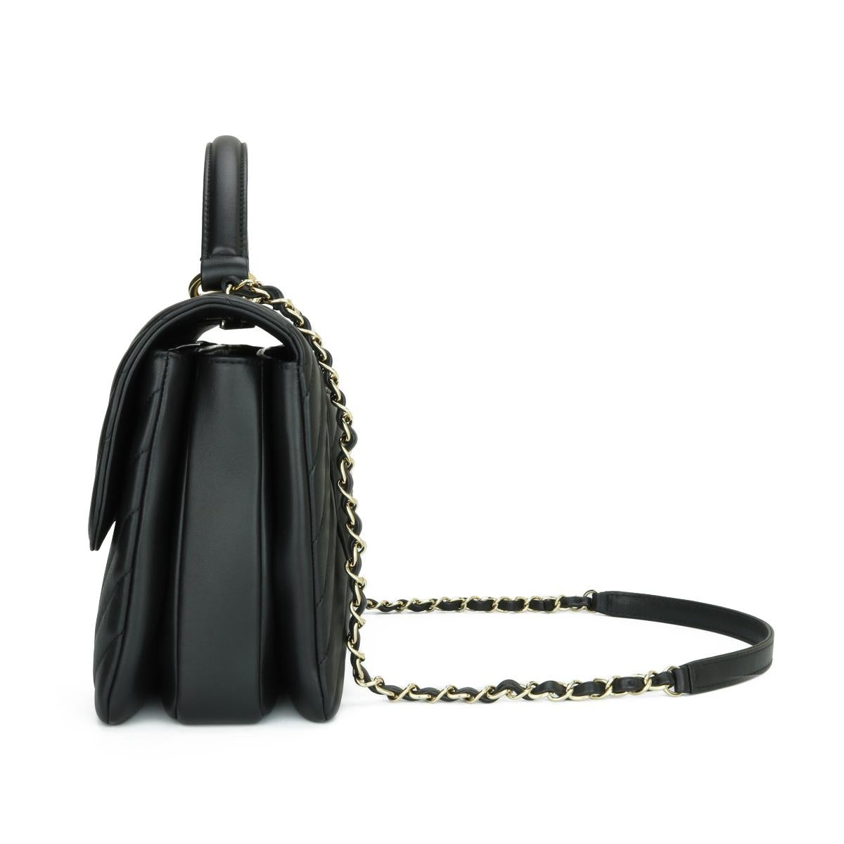 CHANEL Trendy CC Top Handle Bag Medium Black Lambskin with Gold Hardware 2018 In Excellent Condition In Huddersfield, GB