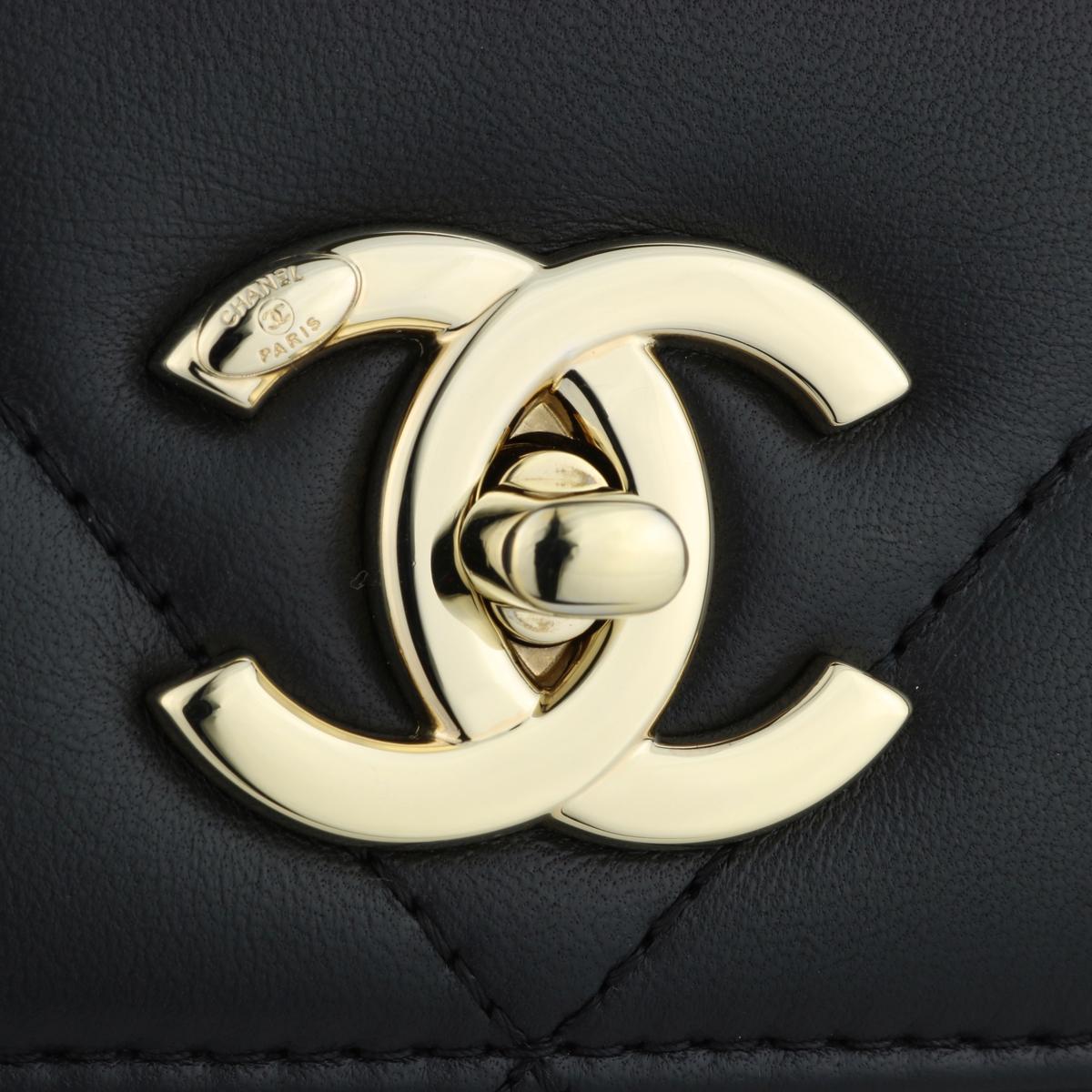 CHANEL Trendy CC Top Handle Bag Medium Schwarzes Lammfell mit goldener Hardware 2019 für Damen oder Herren